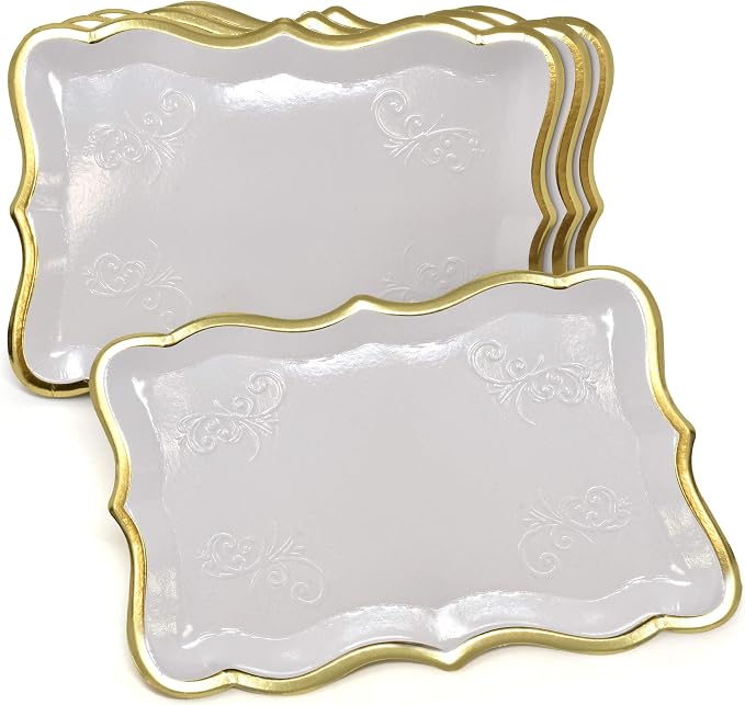 Decorative Gold Rim Display Trays 10 Pack 9 x 13 Inch Cardboard Platters | - Image 9