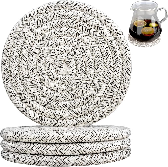 Oversized Cotton Drink Coasters Set of 4 – Absorbent Fabric by HIYALOT