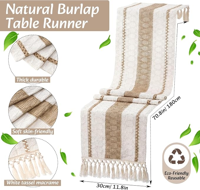6 Sets Boho Decoration Placemats Round Woven Placemats, Cloth Napkins, Wood - Image 2