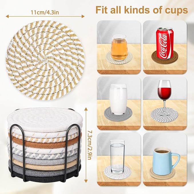 Billbotk 10 Pieces Coasters for Drinks, 10 Colors Absorbent Drink Coasters - Image 3