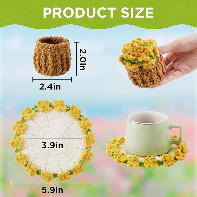 Crochet Flower Coasters, Handmade Bouquet Coasters - Image 2