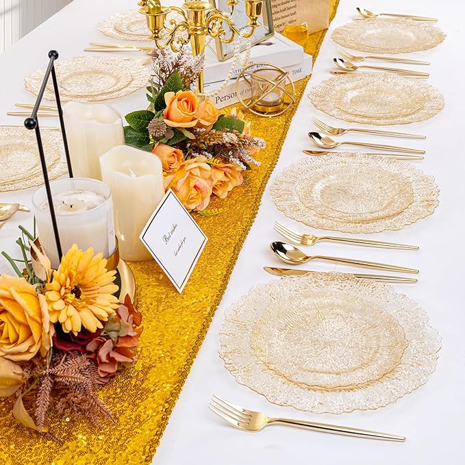U-QE 60PCS Gold Plates for Party - Image 5