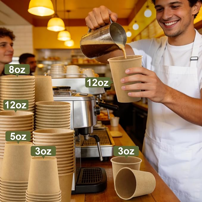 3 oz 300 Pack Disposable Coffee Cups, Bulk Brown Disposable Paper Cups - Image 8