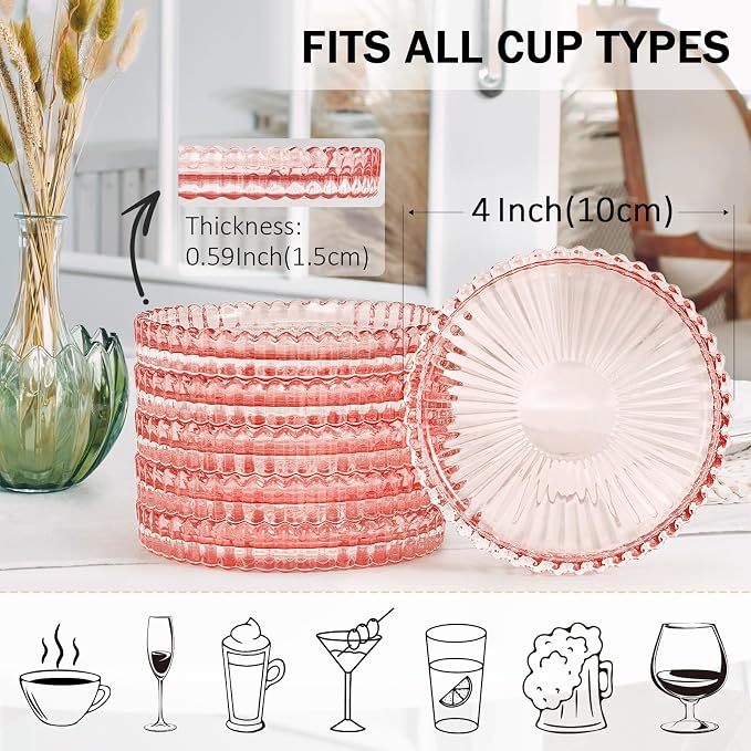 Modern Clear Glass Coasters Set of 6, Cute Coasters Table Mats - Image 2