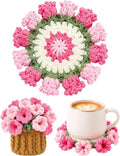 Crochet Flower Bouquet Coasters, Cotton Tulip Gift by KQJS