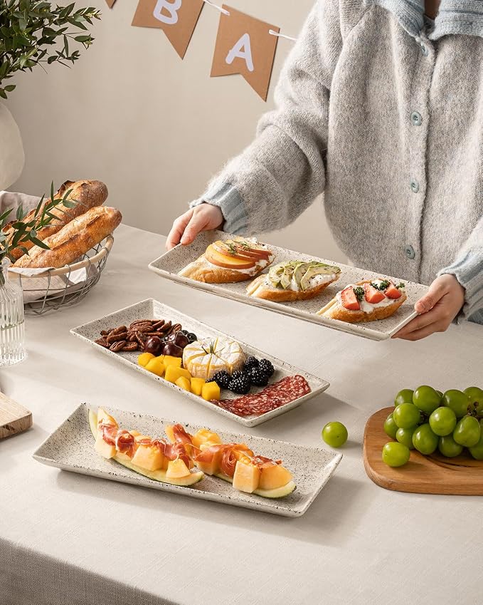 LAUCHUH 3 Tier Serving Trays for Party, Porcelain Tiered Serving Tray Stand | - Image 6