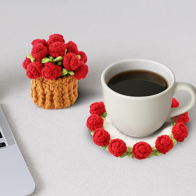 Crochet Flower Coasters, Handmade Bouquet Coasters - Image 6