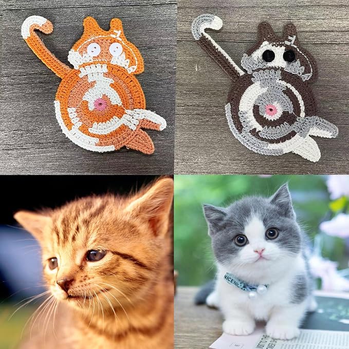 Coasters Set of 5, Fun Woven Creative Cat Coasters, Cute Coffee Coaster - Image 3