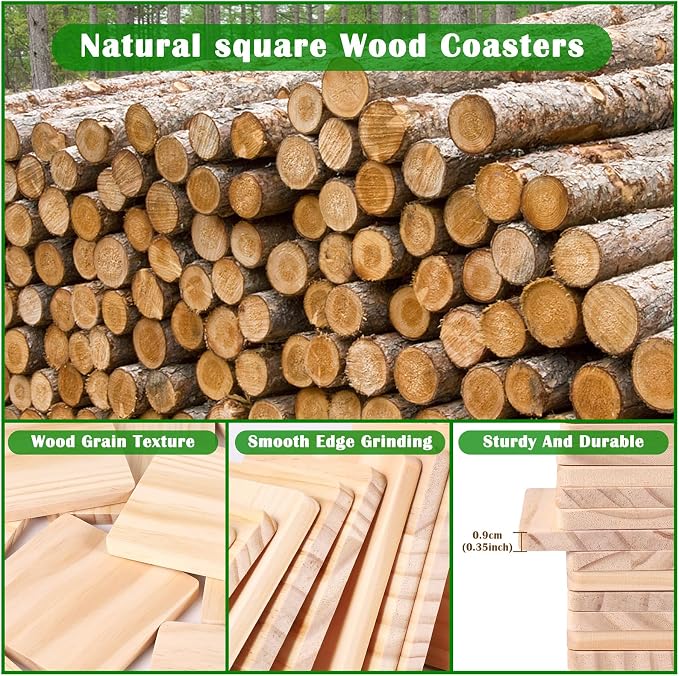 38 Pack Unfinished Wood Coasters - Image 2