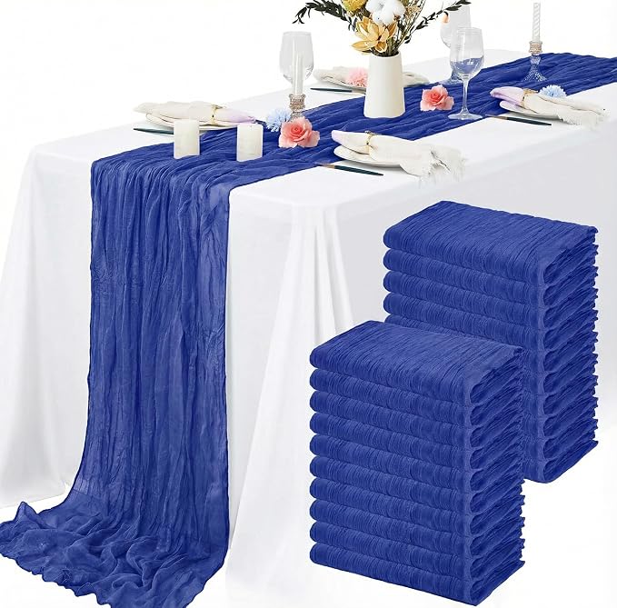 8 Packs Cheesecloth Table Runner 10FT Long Boho Gauze Fabric Table Runner by Lamshionow