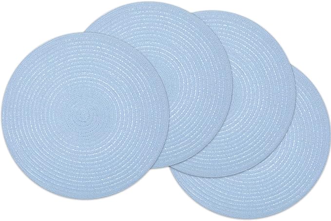 SHACOS Round Braided Placemats Set of 4 Washable 15 inch Round Non Slip Table by SHACOS
