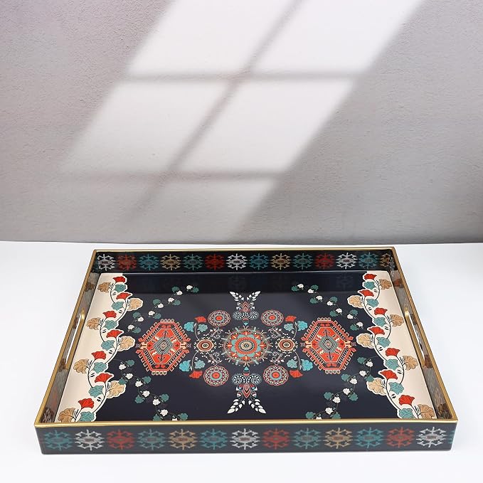 Spsyrine Serving Tray with Handles, Plastic Decorative Tray - Image 5