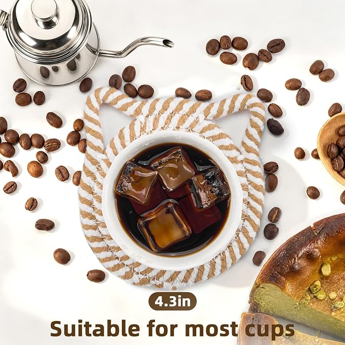 Coasters Set of 8 with Holder for Drinks, Absorbent Cotton Woven Coasters for - Image 5