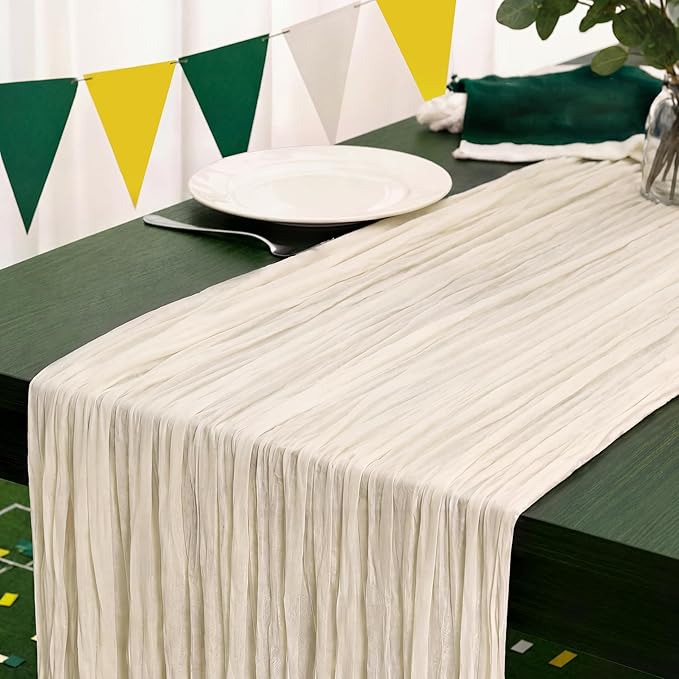20 Pack Ivory White Cheesecloth Table Runner 120 Inch Boho Wedding Decor | by Fixwal