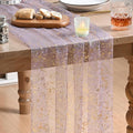Artoid Mode 10Pcs Grayish Purple Gauze Gold Table Runner 10FT, Glitter Metallic by ArtoidMode