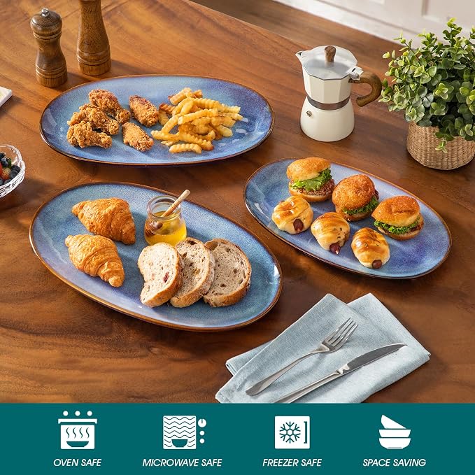 vancasso Ceramic Serving Platters Set of 3, Oval 16/14.7/13.5 Inch Stoneware - Image 4