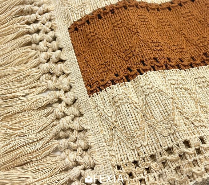 Boho Table Runner for Home Decor 12x48 Fall Coffee Table Decor Caramel | 48 - Image 3