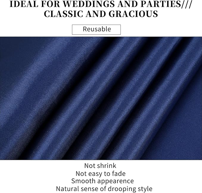 10-Pack Navy Blue 12 x 108 inches Long Premium Satin Table Runner | Wedding - Image 4