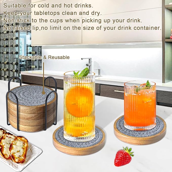 Eykao 6 Pack Coasters for Drinks Absorbent, 4.3 inches Cute Coasters for Kitchen - Image 4
