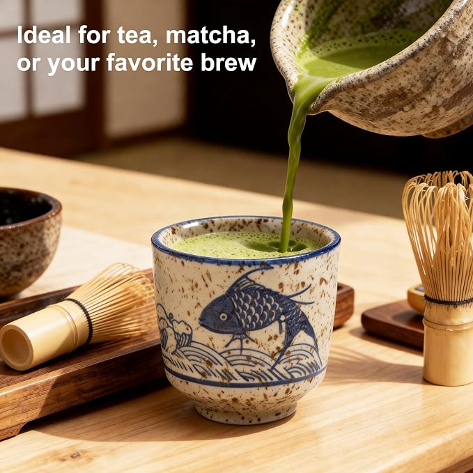 Japanese Tea Cups, 6 OZ Handless Matcha/Coffee Mug, Asian Teacup - Image 5