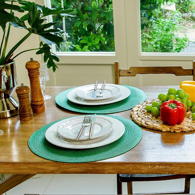 FunWheat Round Braided Placemats Set of 4 Table Mats - Image 4