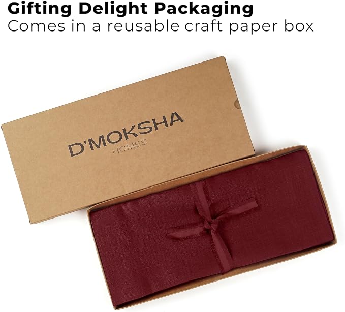 Classic Linen™ by D'Moksha Red Garnet Table Runner 90 Inches Long, 100% Pure - Image 4
