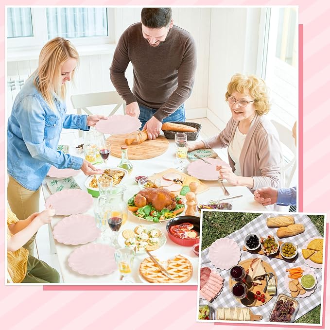 NatNarr 30 Pcs Pink Paper Plates 9.5 In Light Pink Plates Disposable | Heavy - Image 7