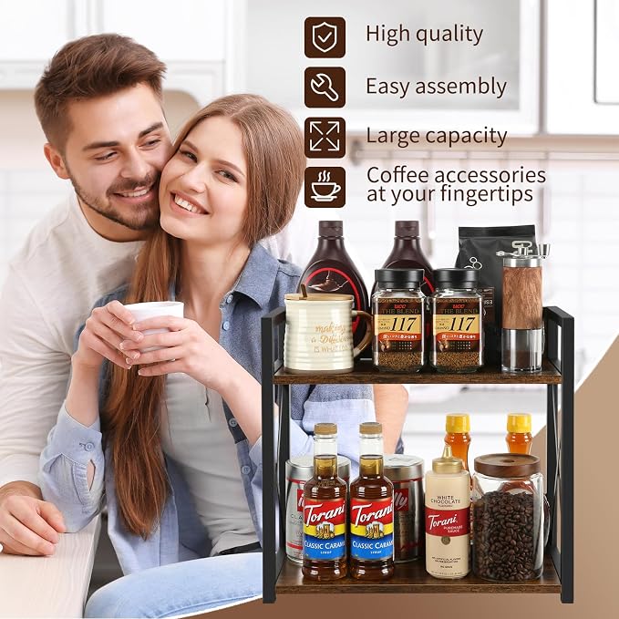 YINMIT Countertop Shelf Organizer, Coffee Bar Accessories, Spice Rack, Coffee - Image 7