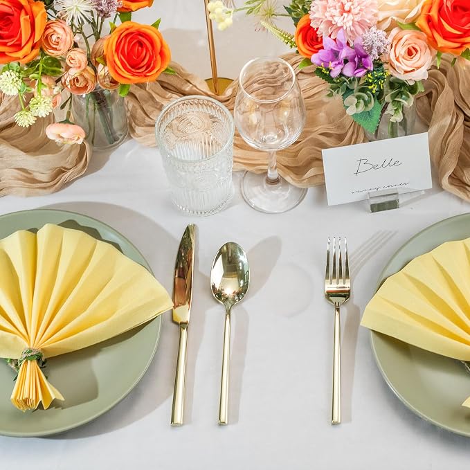 Alata Potter Champagne Gold 45-Piece Forged Silverware Set - Image 2