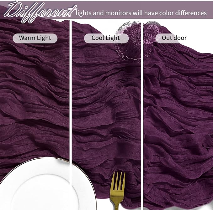 30 Pack Dark Purple Cheesecloth Table Runner 17 x 108 inch Cheese Cloth Table - Image 8