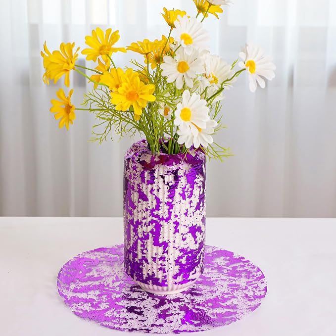 Snowkingdom 2 Pieces Purple Table Runner, Sequin Glitter Foil Metallic Thin - Image 7
