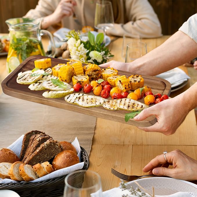 Large Wooden Tray Acacia Wood Charcuterie Boards Party Food Serving Platter | - Image 5