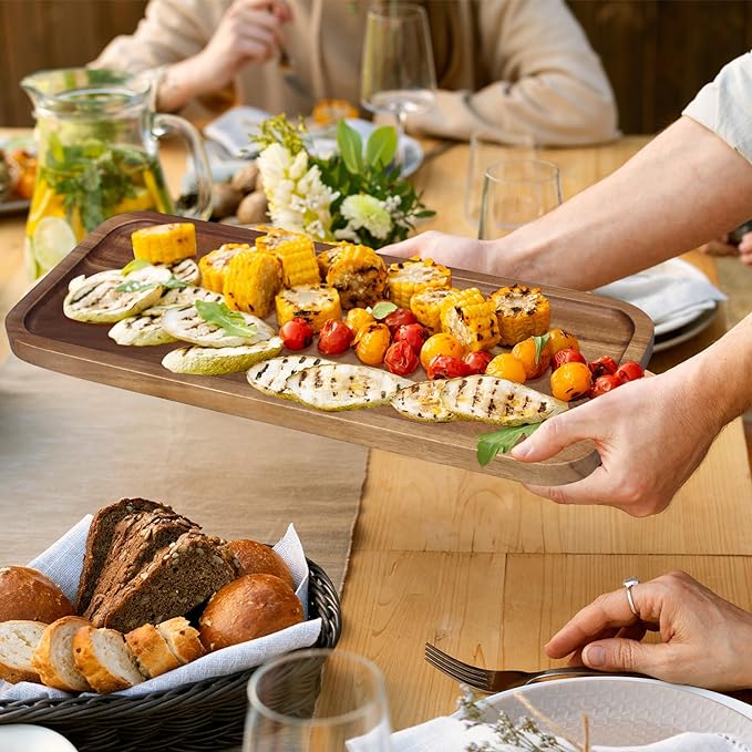 Small Wooden Serving Platter Acacia Charcuterie Boards Wood Tray Home Decor | - Image 3