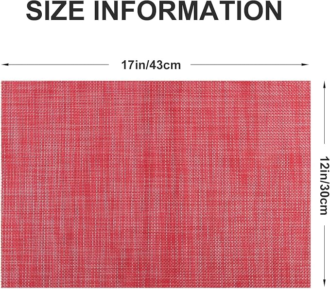 Vinyl Placemats Set of 8, PVC Woven Washable Non-Slip Table Mats, Heat - Image 4