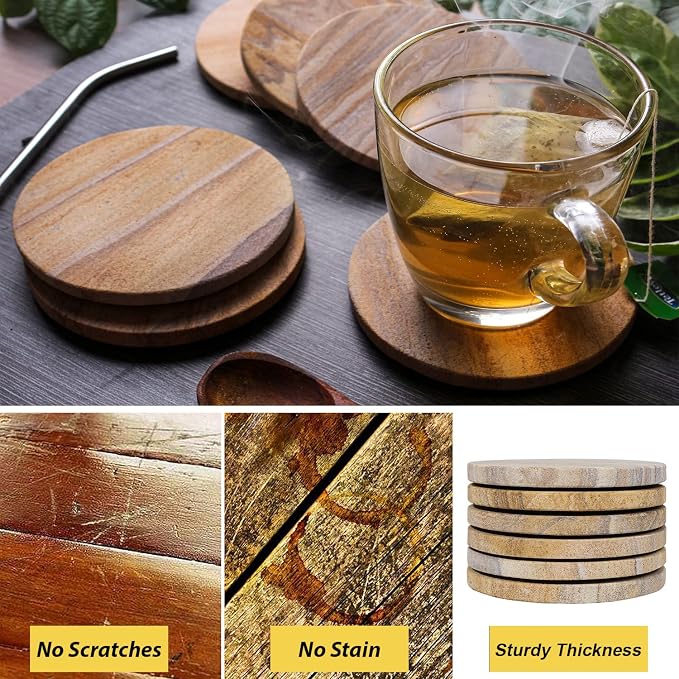 Sandstone Water Absorbent Hand Crafted Round Coasters - Image 3