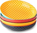 DOWAN 10" Vibrant Pasta, Salad & Soup Serving Bowls Set of 4, Embossed Large by DOWAN