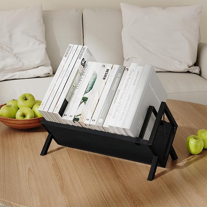 YINMIT Wood Desktop Bookshelf Organizer, Slanted Tabletop Bookshelf | Small - Image 6
