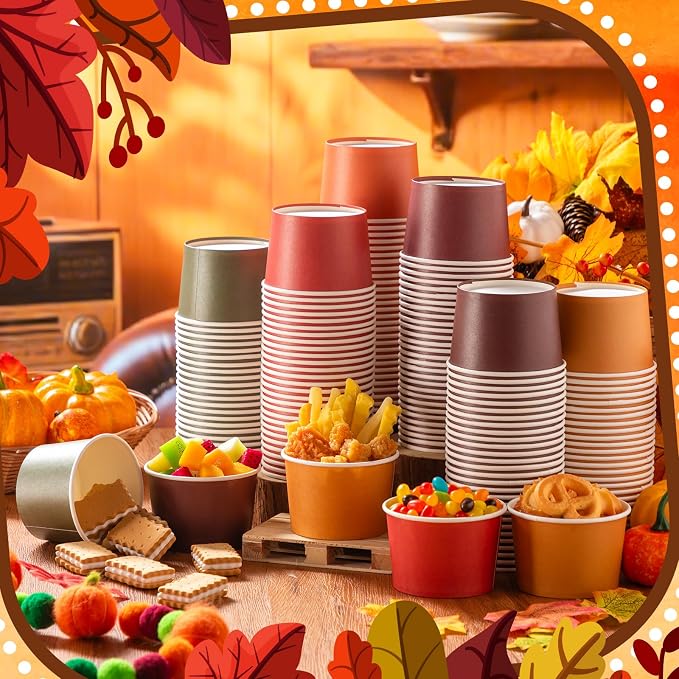 Jingmore Paper Ice Cream Cups 9oz Colored Disposable Dessert Bowls - Image 4