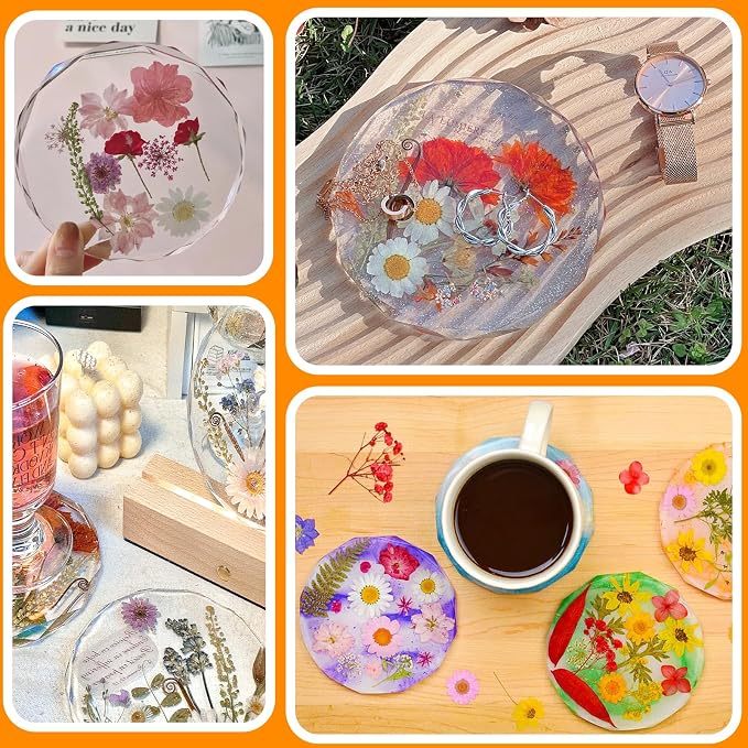Resin Coaster Molds, Crystal Style Cups Mats, Flower Preservation DIY Gift Home - Image 7