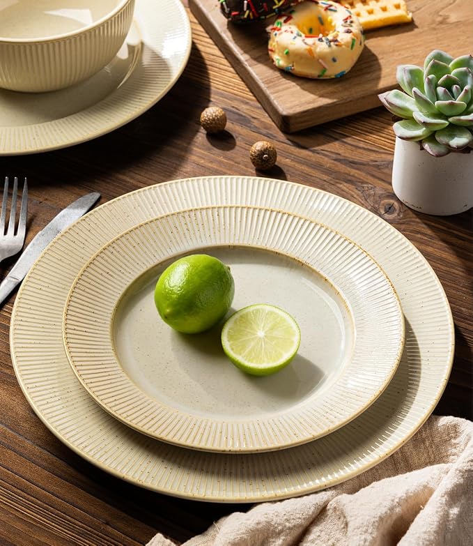 Ceramic Dinnerware Set for 4, 12-Piece Plates and Bowls Set | Lightweight - Image 3