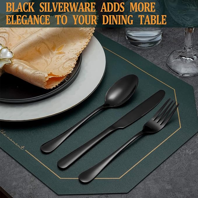 20 Pcs Black Silverware Set, Stainless Steel Flatware Set - Image 6