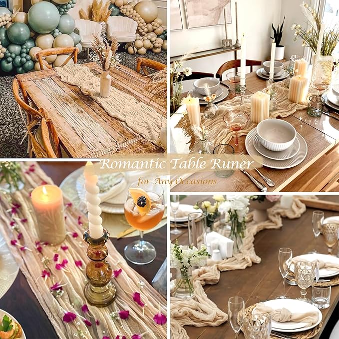 12 Pack Champagne Cheesecloth Table Runner 35x120 Inches, Summer Cheese Cloth - Image 5