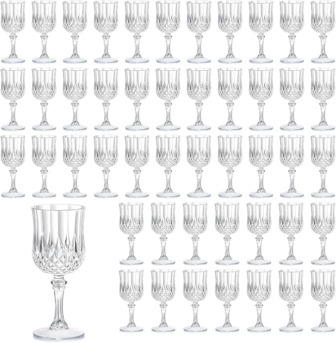 7OZ Plastic Wine Glasses, Reusable Vintage Goblets Unbreakable Drinking Glasses by Unknown