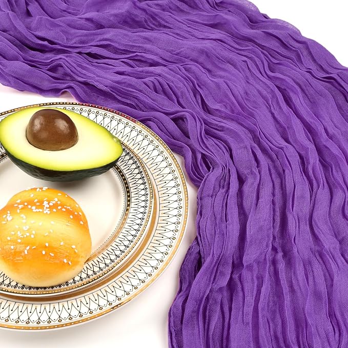 6 Pack 10Ft Dark Purple Cheesecloth Table Runner 23 x 120 Inch | Gauze Rustic - Image 5