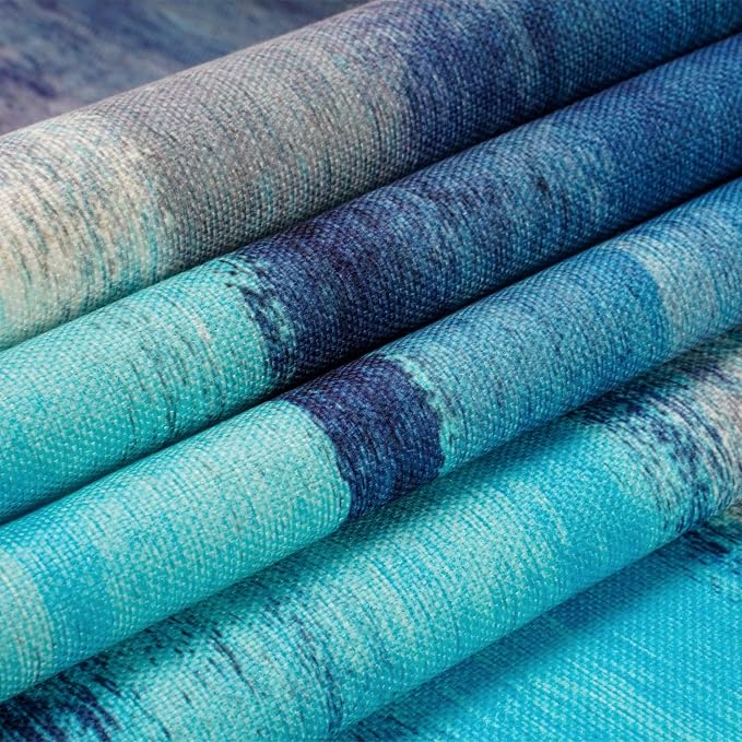 Turquoise and Grey Table Runner, Teal Abstract Modern Art Burlap Table Runners - Image 5
