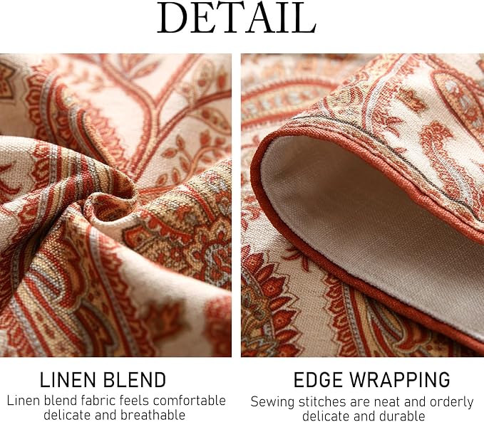 Designer French Linen Long Table Runner, Cashew Pattern, Dining Table, Kitchen - Image 4