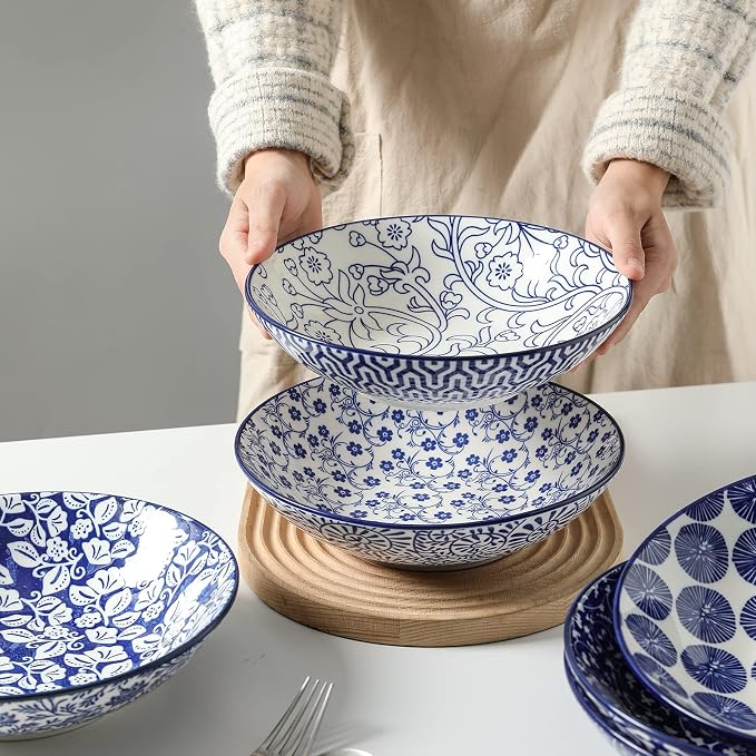 Selamica Porcelain 40oz Large Bowls 9 inch Big Pasta Salad Bowls, Microwave and - Image 6