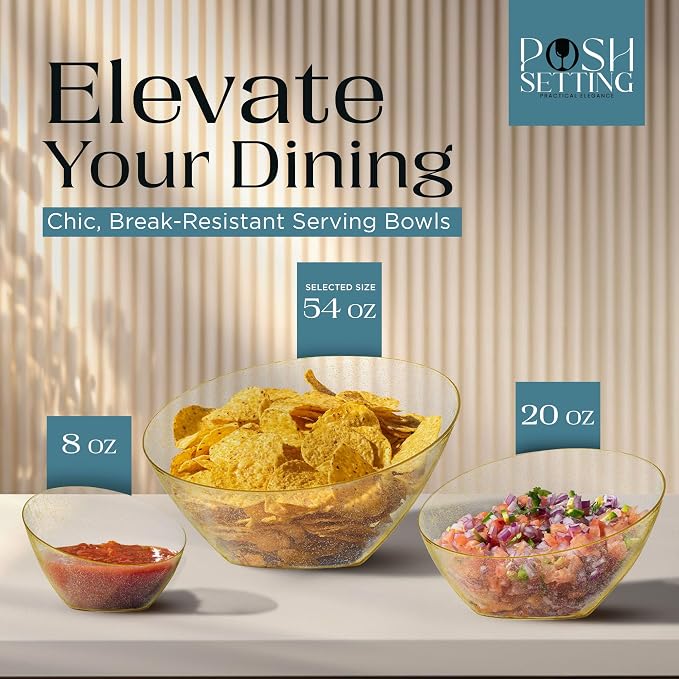5 Pack Gold Plastic Angled Serving Bowl Disposable - Image 3
