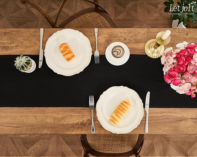 Letjolt Black Table Runner 72 Inches Long | Rustic - Image 2