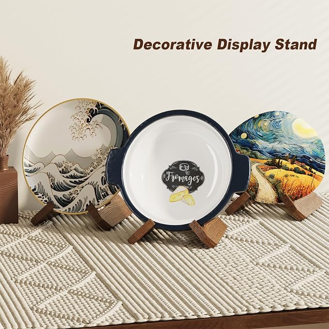 Bowl Stands for Display Large Deep Platters and Dishes, Wooden Plate Stand Deep - Image 2